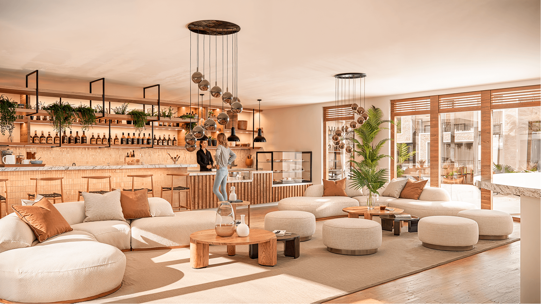 Fachada exterior del edificio de apartamentos Aurora Dominicus II en ambiente tropical